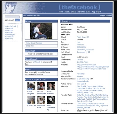 האתר המקורי של The Facebook מ-2004